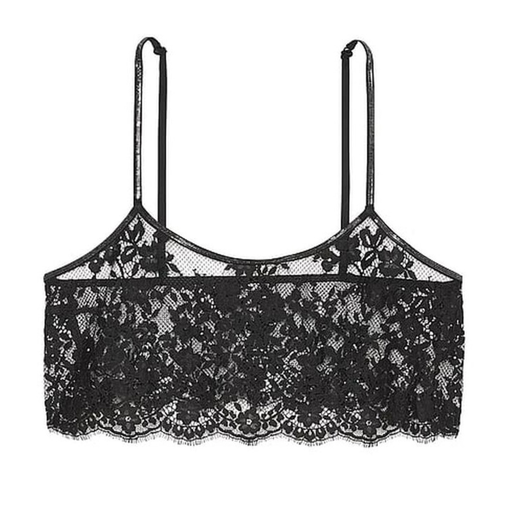 Victoria’s Secret Sheer Lace Black Crop Top in size Small